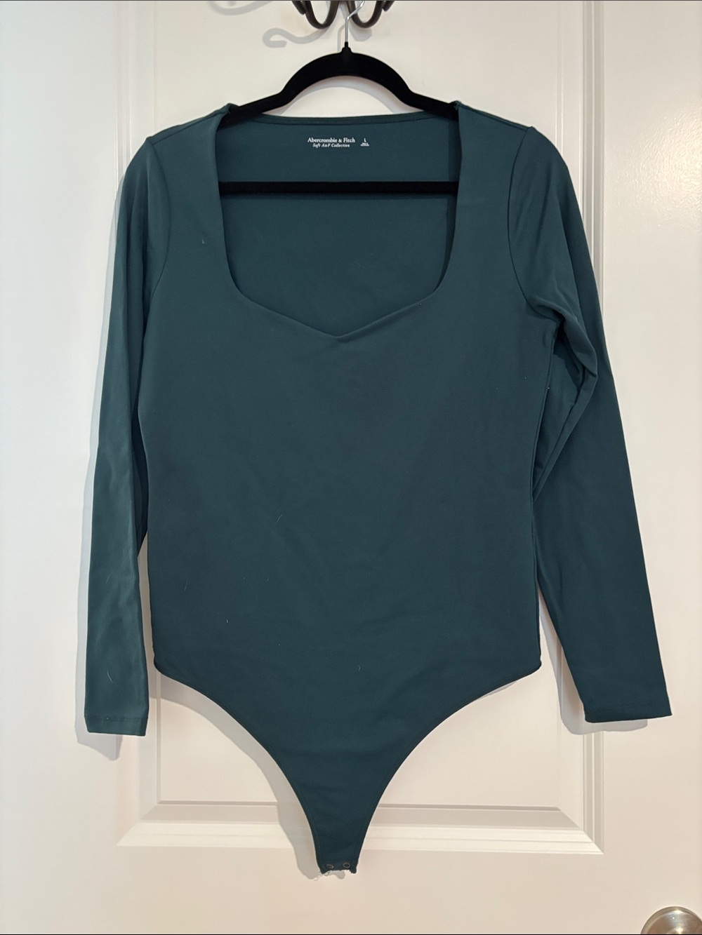 Abercrombie & Fitch Teal Green Square-Neck Long Sleeve Bodysuit